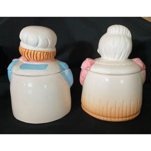 Vintage Porcelain Grandma Grandpa Baker Containers Jars with Lids - Picture 3 of 10
